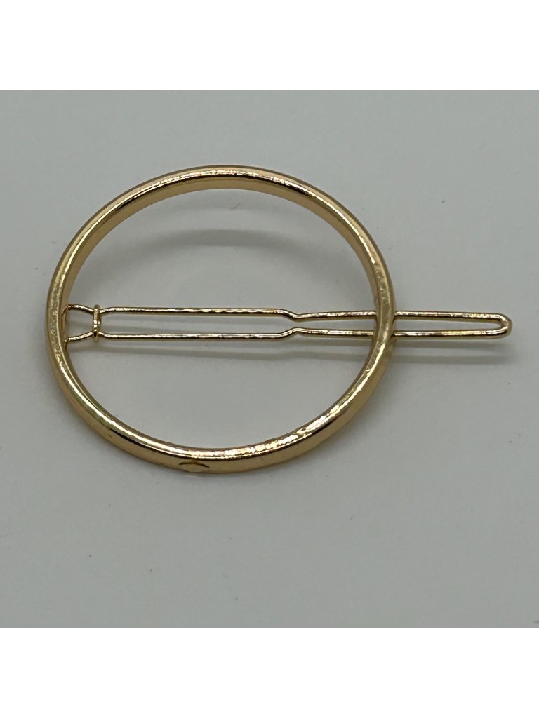 Gold-Tone Circle Hair Clip Metal Barrette Round Minimalist Geometric Hollow Pin 16$